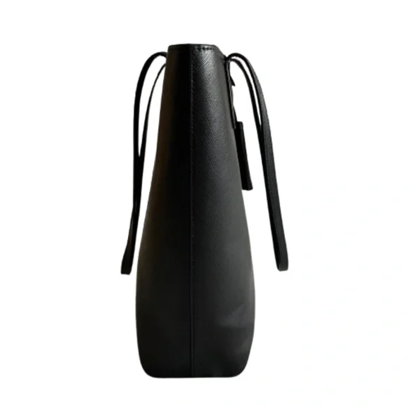 $298 Kate Spade Women's Medium Black & Gold Logo Leather Tote Bag & Bow Key Fob - Picture 6 of 16